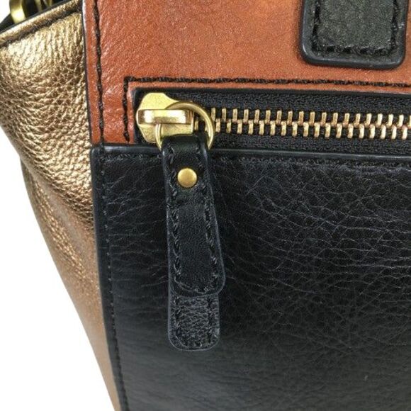 Fossil Tessa Satchel Handbag Color Block Leather Shopper Tote Shoulder Bag Purse - Picture 14 of 16